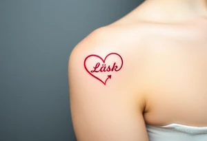 A heart-infused infinity symbol, one loop forming a heart shape, with "Láska" in deep red blending into the design tattoo idea