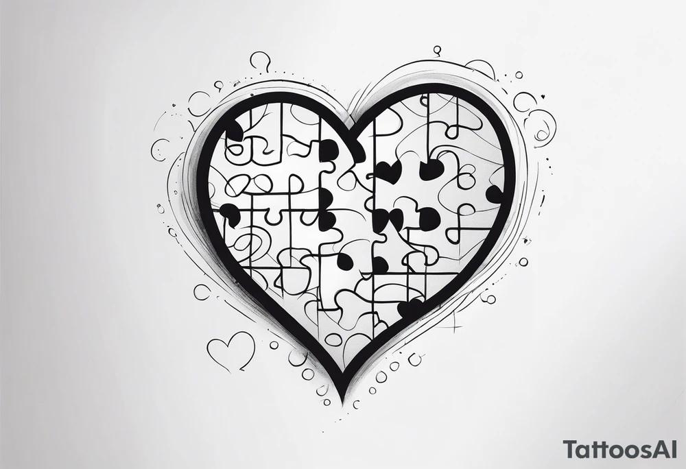 Puzzle pieces, a heart shape tattoo idea