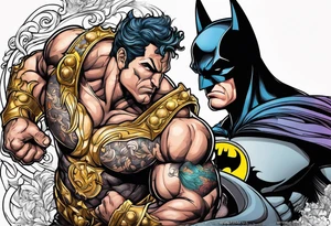 hercules fighting with batman tattoo idea