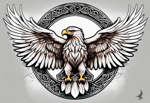 Feminine celtic Eagle with wings spread upwards tattoo idea