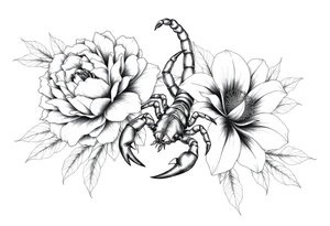 peonies and lilies with scorpion tattoo idea