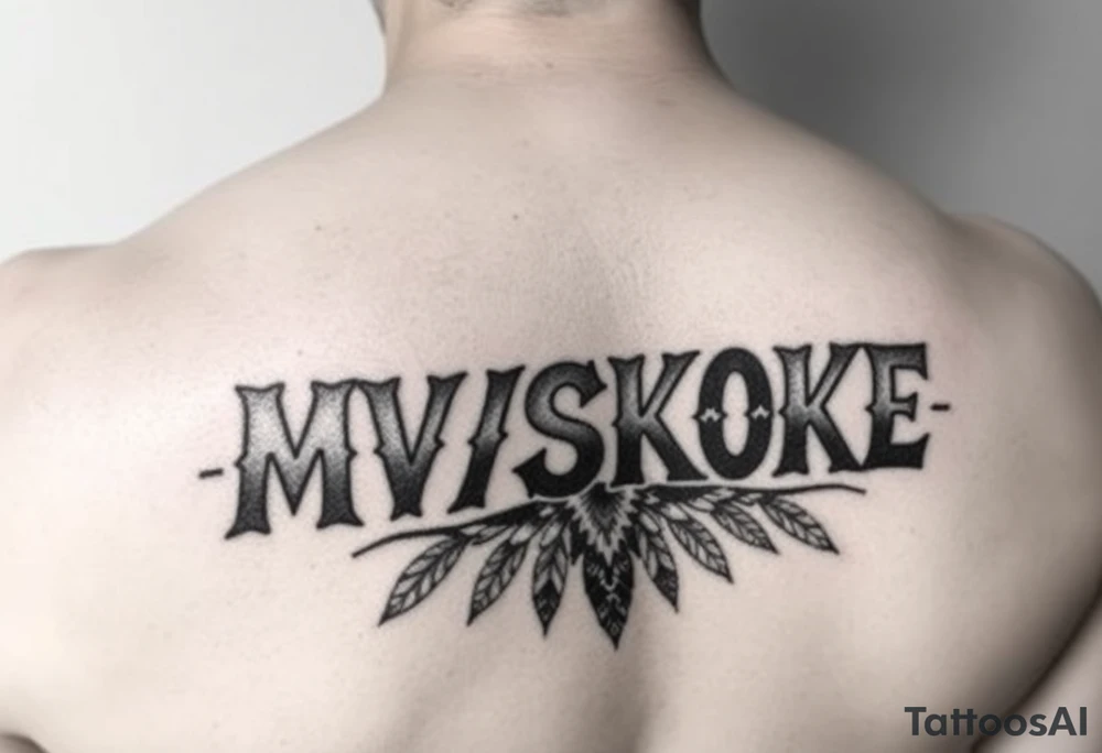 “MVSKOKE” shaded with Native American pattern tattoo idea