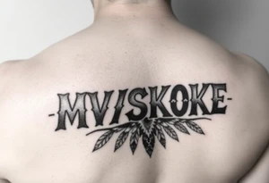 “MVSKOKE” shaded with Native American pattern tattoo idea