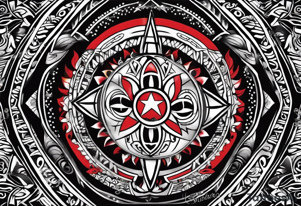 Taino tribal art with the colors of the Puerto Rico, U.S. Virgin Islands, and Trinidad flags. tattoo idea