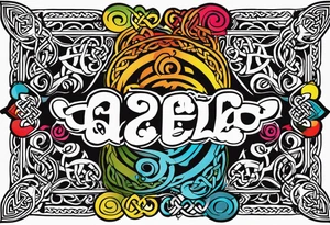 Celtic bands, a black power fist, and the names Kaela and Janice tattoo idea