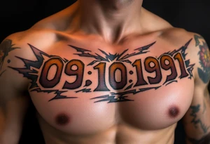 Classic 09.10.1991 in Roman numerals across the ribs with deep mahogany ink. tattoo idea