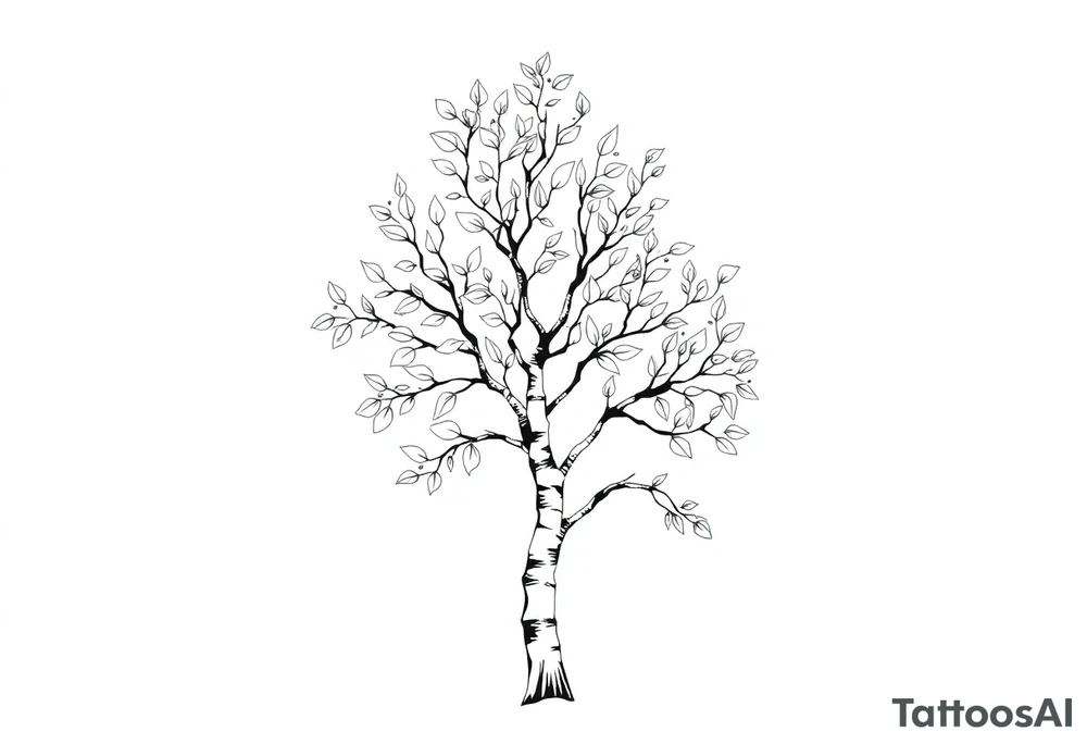 birch tree with light coloured leaves tattoo idea
