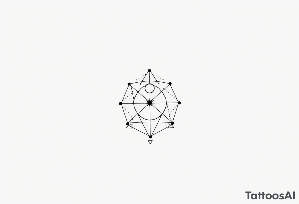 Create a tattoo design sketch for a 35-year-old man incorporating the concepts of love, faith, balance, eternity, infinite. The design should follow a minimalist and masculine style, utilizing fine-dot detailing (dotwork) with abstract and symbolic representations of these themes. It should feature clean lines and sacred geometry influences, creating an elegant and timeless aesthetic. The tattoo should emphasize harmony and personal growth, avoiding excessive complexity while maintaining deep symbolism. Suitable placement: the neck. The final design should be subtle yet powerful, aligning with the intended themes in a refined and meaningful way. tattoo idea