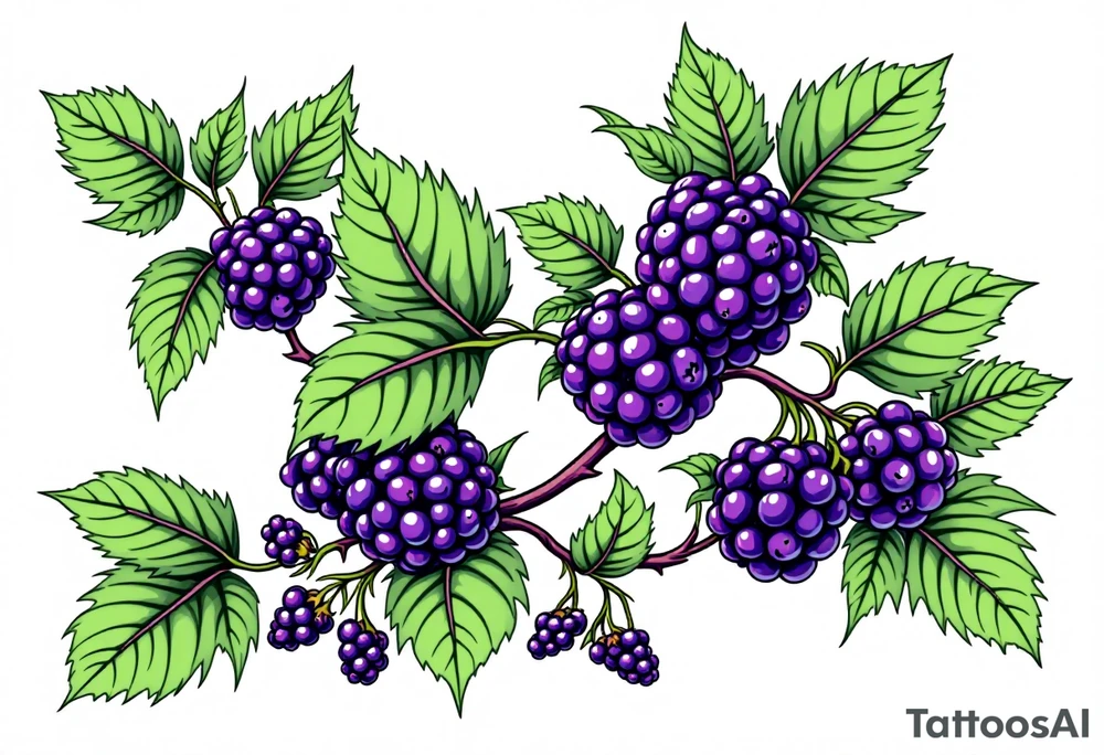 American traditional style Blackberry vine in a line tattoo idea