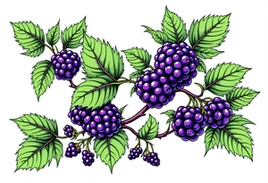 American traditional style Blackberry vine in a line tattoo idea