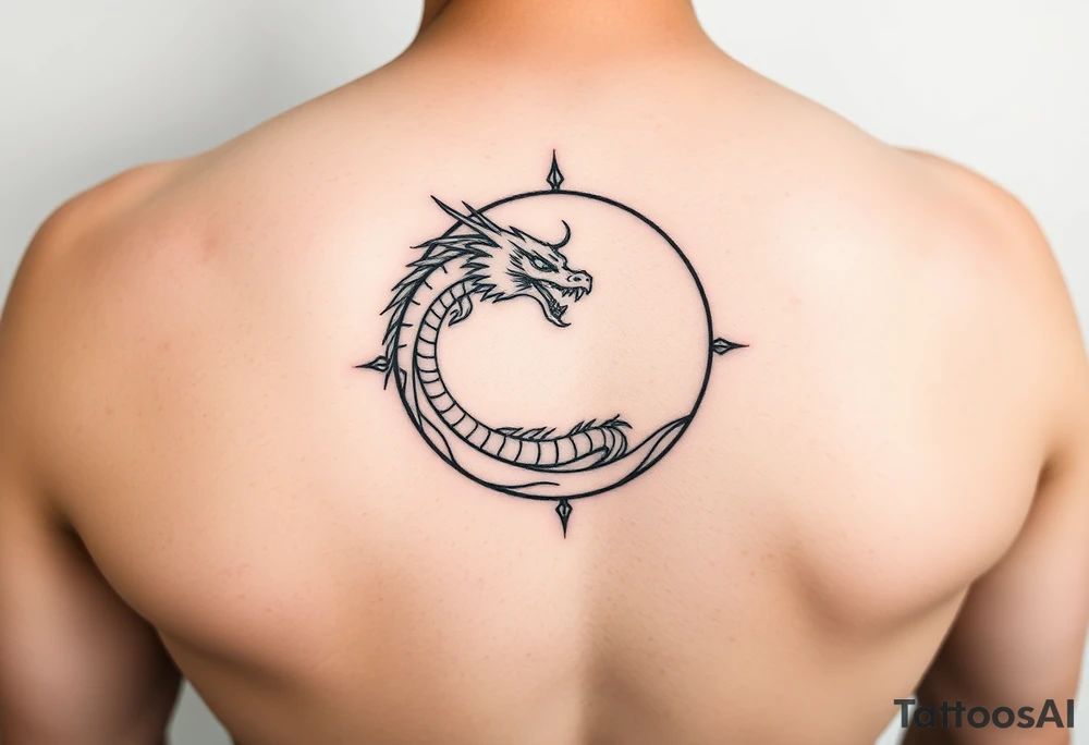 moon and dragon minimalist tattoo tattoo idea