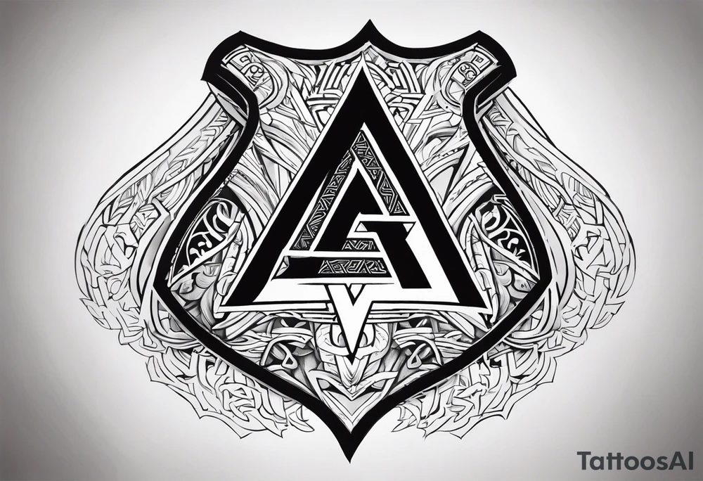 Valhalla shield valknut axe steps tattoo idea