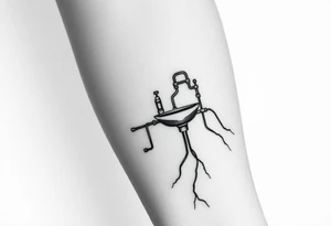 System of pipes coming from a sink that transitions into veins of forearm tattoo idea