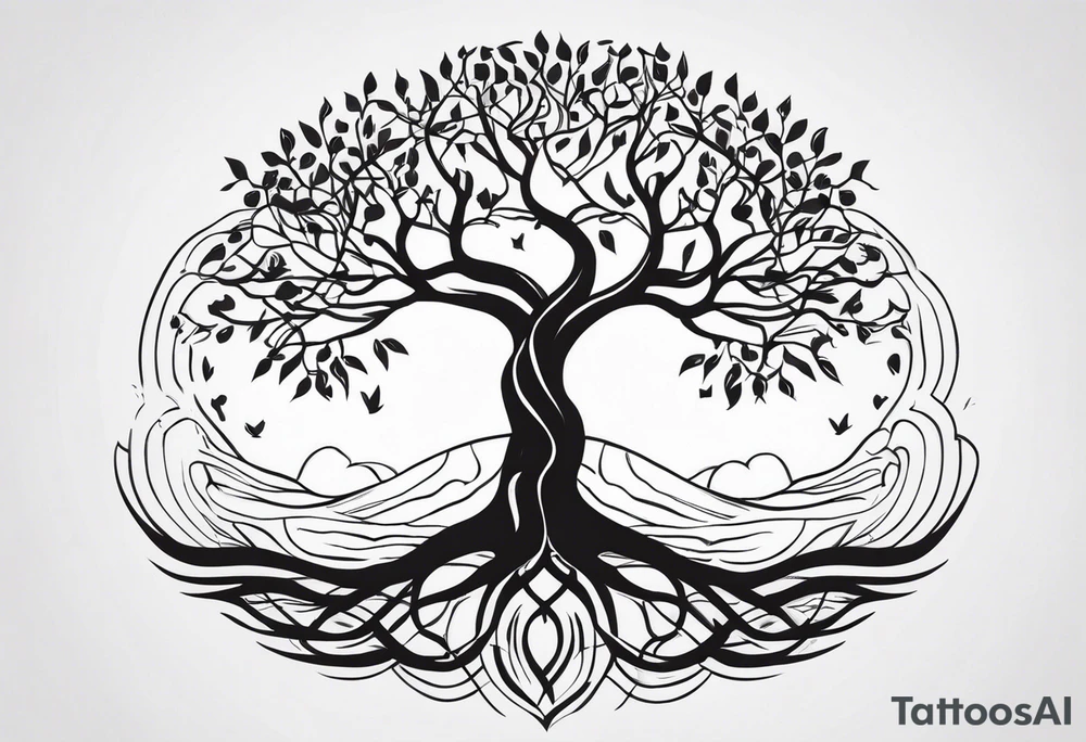 tree of Life with Branches and Roots tattoo idea