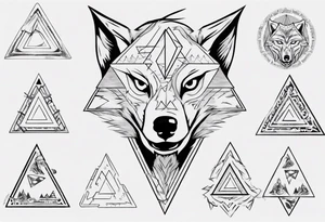 wolf head with triangle in the background tattoo idea