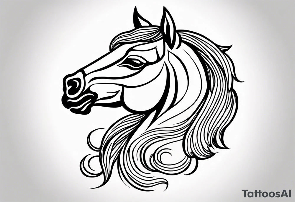 A horse tattoo with a traditional design, 8x8 cm, in color. tattoo idea