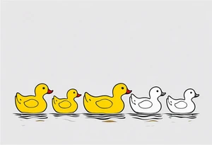 3 rubber ducks in a row side profile 

they are all facing the same way tattoo idea