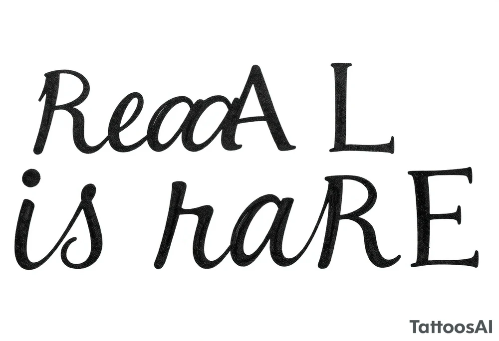 "real is rare" quote in sleky style tattoo idea