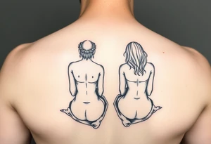 Two sisters sitting next tattoo idea