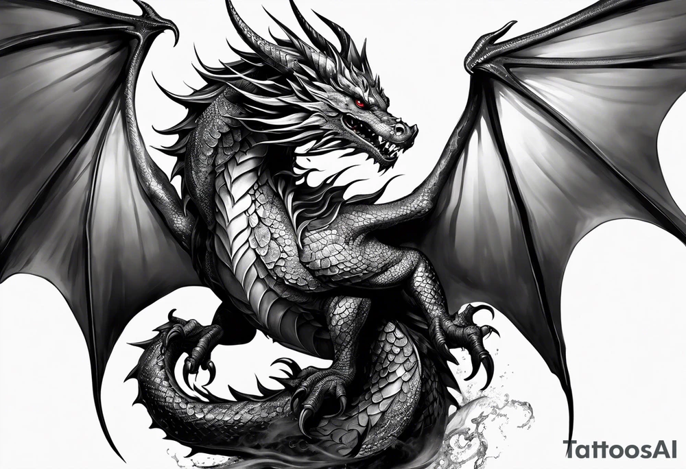 Ein Drache schlängelt sich auf dem ganzen Bein nach unten tattoo idea