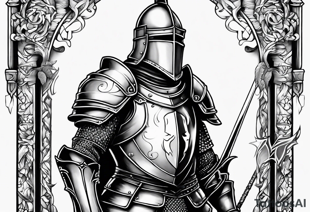 knight in heavy armor tattoo idea