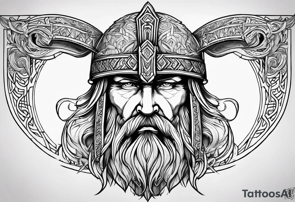 odin face nordic compas tattoo idea