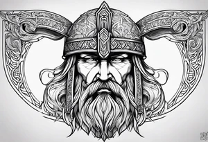 odin face nordic compas tattoo idea