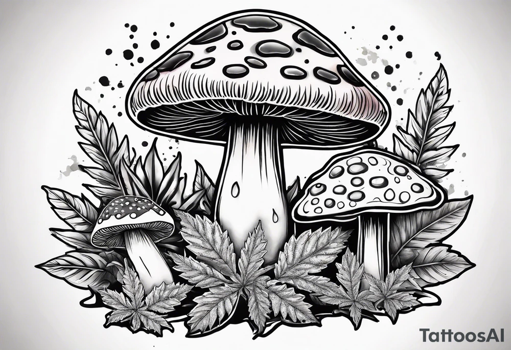 shroom and marijuana tattoo tattoo idea