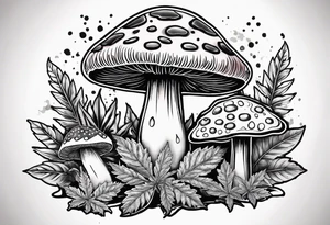 shroom and marijuana tattoo tattoo idea