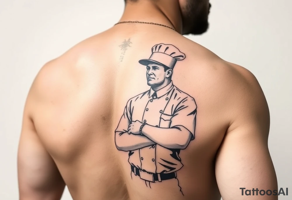 Baseball umpire wearing a chef outfit arm tattoo tattoo idea