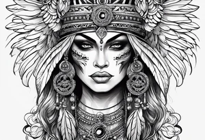 kali, goddess pirate, pachamama, warrior, skull, lotus, wing, eagle, zenza resonance tattoo idea