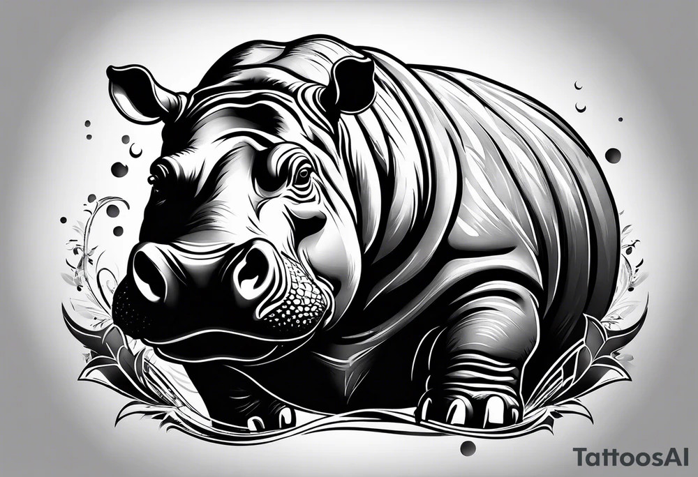 Hippopotamus tattoo idea