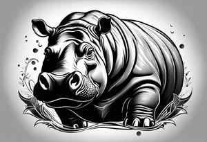 Hippopotamus tattoo idea