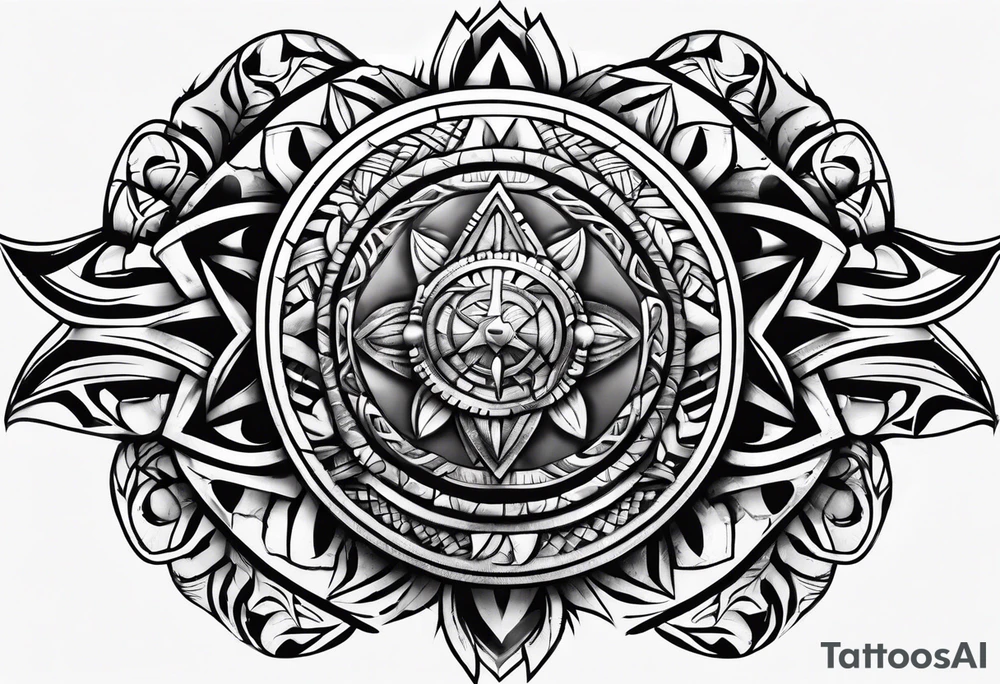 Puerto Rican tribal arm tattoo with spears tattoo idea