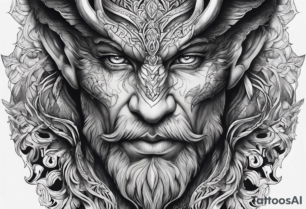 Lucifer com asas de morcego tattoo idea