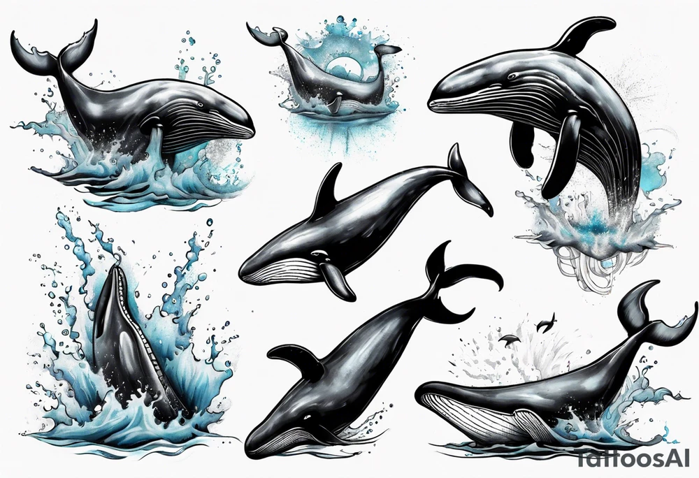 Whale with water splash tattoo idea
