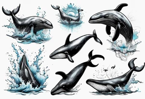 Whale with water splash tattoo idea