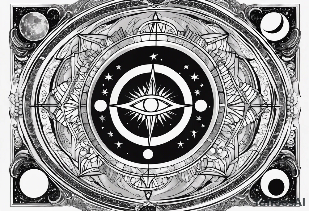 Astrology, Cancer & Aquarius, Natal Chart, angelic, vision, planetary, yin yang, the moon, spiritual third eye, mystical armband tattoo idea