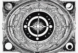Astrology, Cancer & Aquarius, Natal Chart, angelic, vision, planetary, yin yang, the moon, spiritual third eye, mystical armband tattoo idea