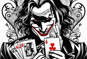 the joker burning a playing card tattoo idea