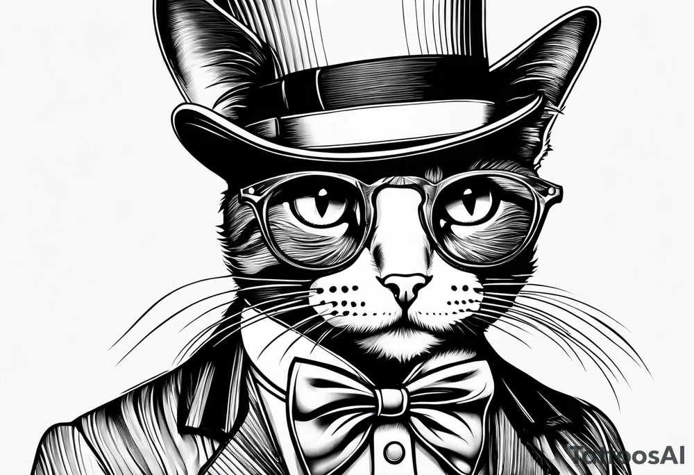 Fancy cat with monocle tattoo idea