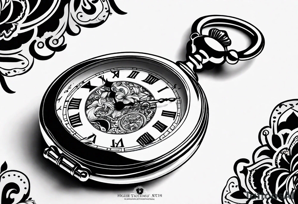 Pocket watch with chain and dates 28/08/1960-25/03/2024 tattoo idea