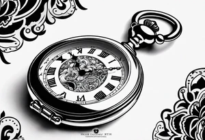 Pocket watch with chain and dates 28/08/1960-25/03/2024 tattoo idea