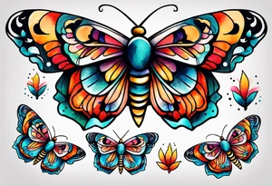Modern Mexican style moth tattoo idea