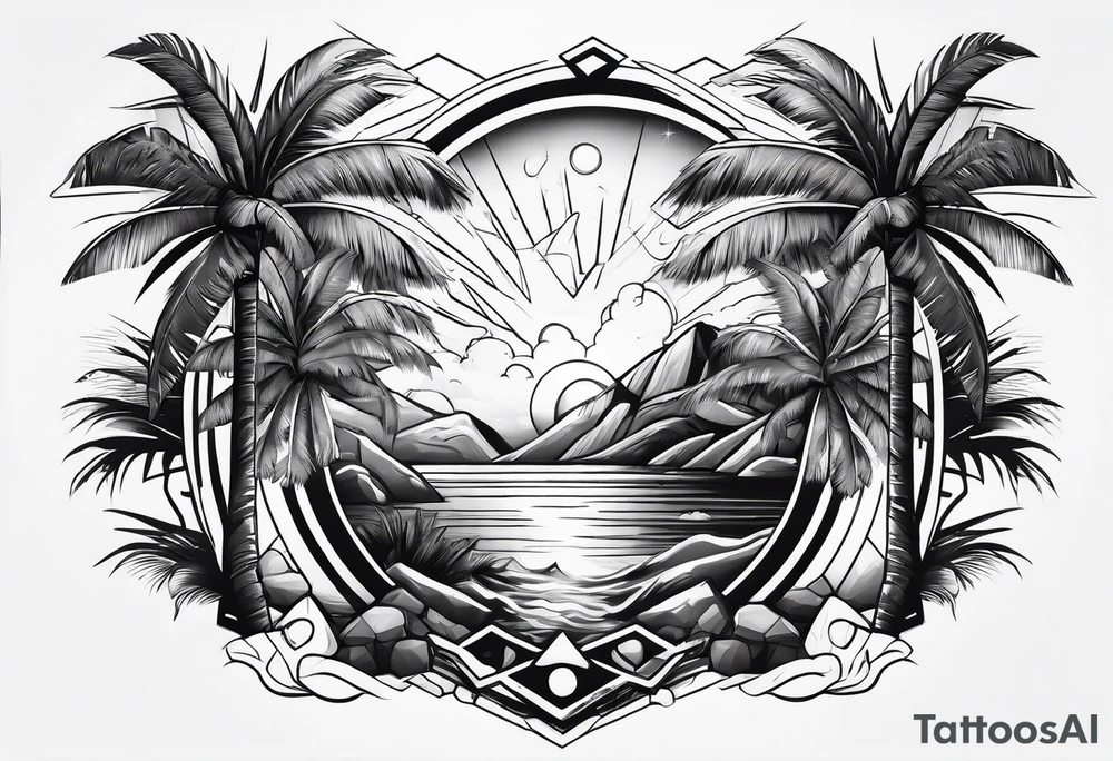 ice cubes and palm trees tattoo idea