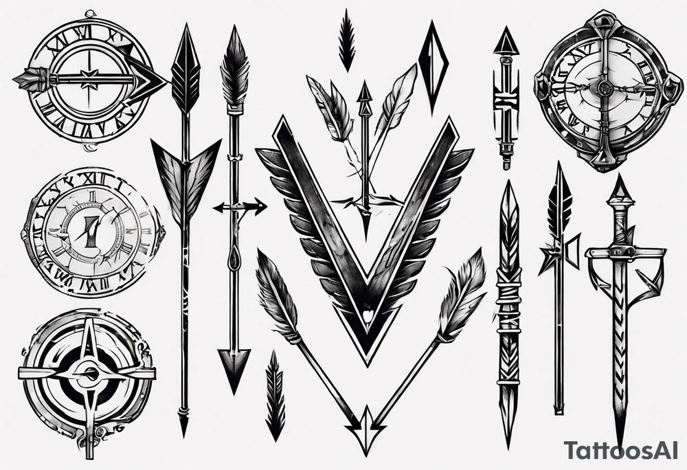 arrow and roman numerals tattoo idea