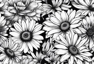 small tattoo daisies, chrysanthemum and morning glories with a butterfly tattoo idea