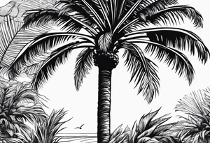 palm tree without leaves tattoo idea