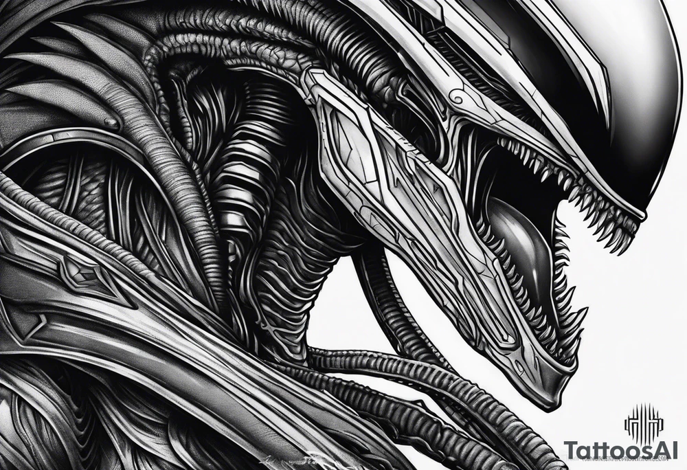 xenomorph, arm sleeve tattoo idea