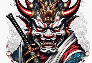 Hannya  holding a katana full tattoo idea